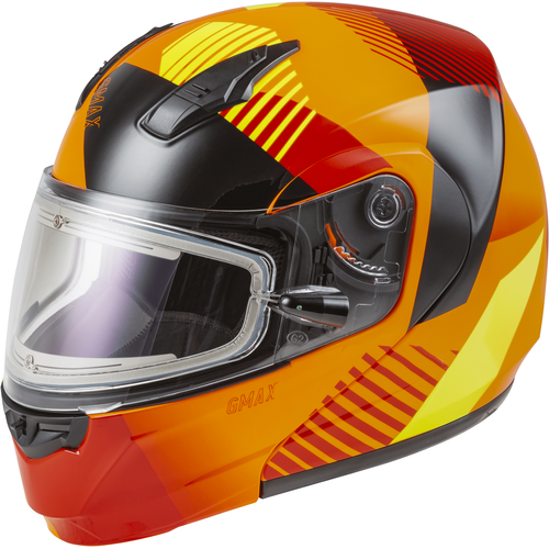 Western Powersports Drop Ship Modular Helmet 2X / Neon Orange/Hi-Vis Yellow MD-04S Snow Helmet Reserve Electric Shield by GMAX M4041668