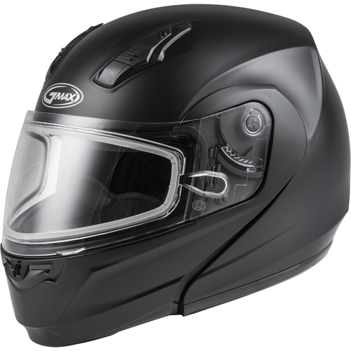 Western Powersports Drop Ship Modular Helmet 2X / Matte Black MD-04S Snow Helmet Solid w/Quick Release Buckle by GMAX M2040078