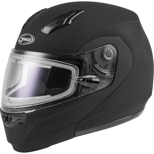 Western Powersports Drop Ship Modular Helmet 2X / Matte Black MD-04S Snow Helmet Solid w/Quick Release Buckle Electric Shield by GMAX M4040078