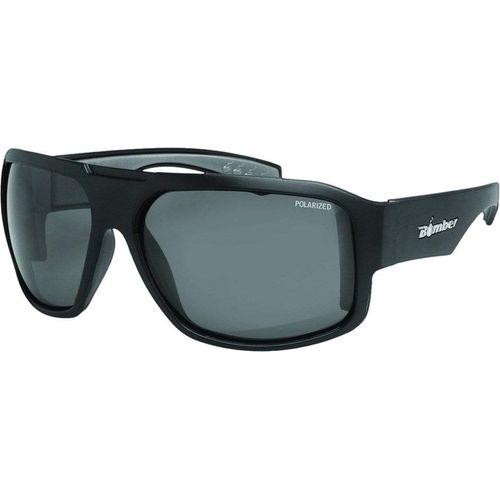 Mega Bomb Eyewear Matte Black W/Smoke Polarized Lens by Bomber M111 Sunglasses