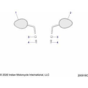 Mirror-Indian Intl RH by Polaris 2635336 Perch Mount Mirrors