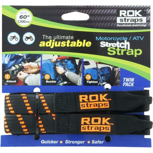 ROK Straps | Motorcycle Flat Fixed-Length (non-adjustable) Elastic Straps