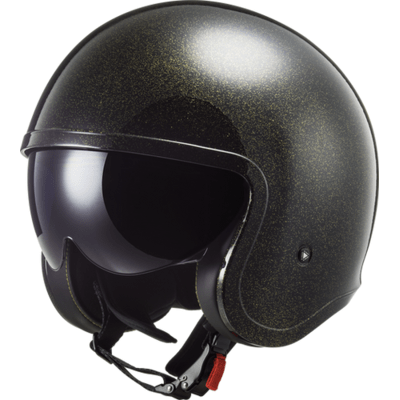 LS2 USA Open Face 3/4 Helmet Open Face Helmet Disco - Gloss Black / Gold Flakes - Spitfire by LS2