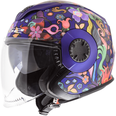 LS2 USA Open Face 3/4 Helmet Open Face Helmet Flor Brasil - Matte Navy / Multi - Verso by LS2