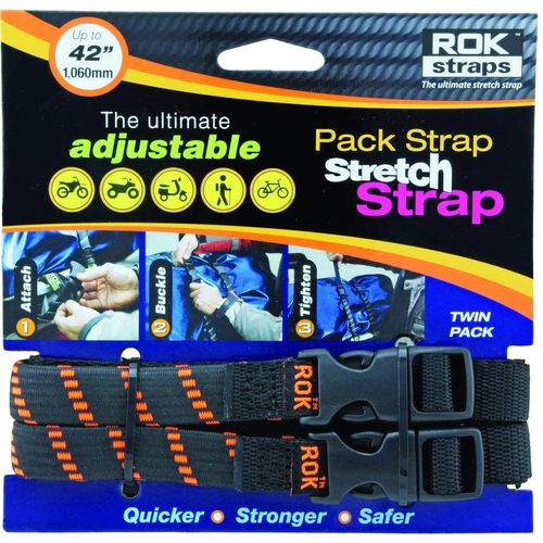 Western Powersports Cargo Strap Pack Strap Black/Orange 12"X42"X5/8" by Rokstraps ROK10306