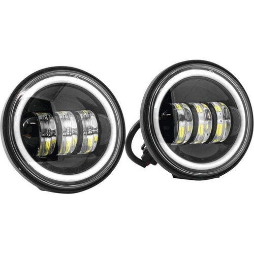 Tucker Rocky Drop Ship Running / Driving Lights Pair 4.5″ Black Full-Halo LED Auxiliary Passing Lights by Letric Lighting Co. LLC-ILPL-BH