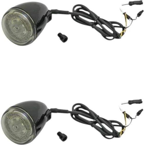 Parts Unlimited Drop Ship Turn Signal ProBEAM Amber/White Ringz Black by Custom Dynamics PB-IND-FTS-AW-B
