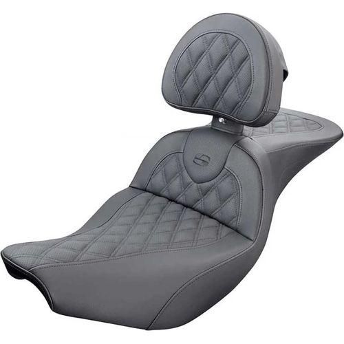 Roadsofa™ Lattice Stitched Seat w Drivers Backrest Heated for Indian Touring by Saddlemen I14-07-182BRHCT Seat