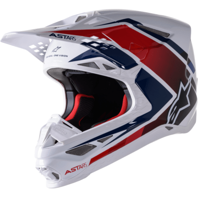 Western Powersports Drop Ship Full Face Helmet 2X / White/Red/Blue S.Tech S-M10 Carbon Meta2 Helmet by Alpinestars 8300422-2378-2XL