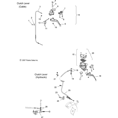 Steering, Clutch Lever - 2008 Victory Vegas/Vegas 8 Ball/Vegas Low All Options - V08Ab26/Gb26/Lb26 Schematic 4765 OEM Schematic