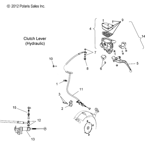 Off Road Express OEM Schematic Steering, Clutch Lever - 2014 Victory Vision All Options - V14Sw36 Schematic 2442