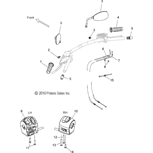 Steering, Controls And Mirrors - 2008 Victory Vegas/Vegas 8 Ball/Vegas Low All Options - V08Ab26/Gb26/Lb26 Schematic 4766 OEM Schematic