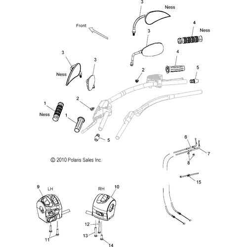 Steering, Controls And Mirrors - 2010 Victory Jackpot All Options - V10Xb36Dap/Lkp/Xc36Dn Schematic 4032 OEM Schematic