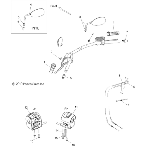 Steering, Controls And Mirrors - 2011 Victory Jackpot All Options - V11Xb36 Schematic 3658 OEM Schematic