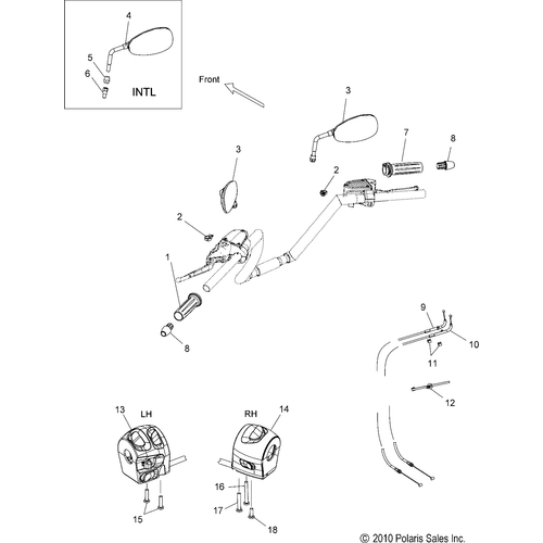 Steering, Controls And Mirrors - 2012 Victory Highball - V12Wb36Na Schematic 3231 OEM Schematic