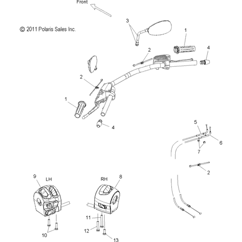 Steering, Controls And Mirrors - 2012 Victory Kingpin - V12Cb36Np/Npc/Npa Schematic 3344 OEM Schematic