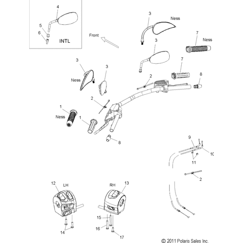 Steering, Controls And Mirrors - 2012 Victory Vegas/8 Ball/Zness All Options - V12Gb36/Ga36/Zb36 Schematic 3400 OEM Schematic