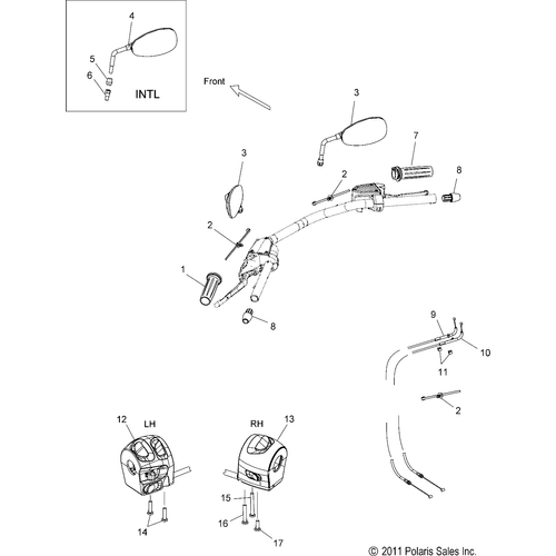 Steering, Controls And Mirrors - 2015 Victory Vegas 8-Ball - V15Ga36Na/Naa/Nac/Ea Schematic 1752 OEM Schematic