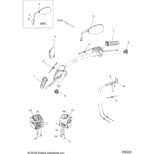 Steering, Controls And Mirrors - 2017 Victory Gunner All Options Schematic 123 OEM Schematic