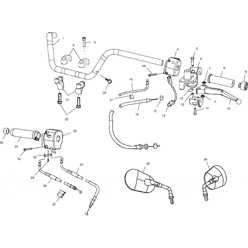 Steering, Handlebar - 2001 Victory Standard Cruiser - V01Cb15Cg Schematic 7626 OEM Schematic
