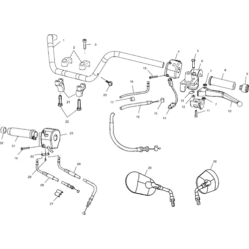 Steering, Handlebar - 2002 Victory Deluxe Cruiser All Options - V02Cd16 Schematic 5848 OEM Schematic