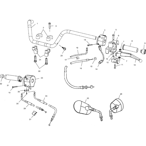 Steering, Handlebar - 2002 Victory Standard Cruiser All Options - V02Cb16 Schematic 5945 OEM Schematic