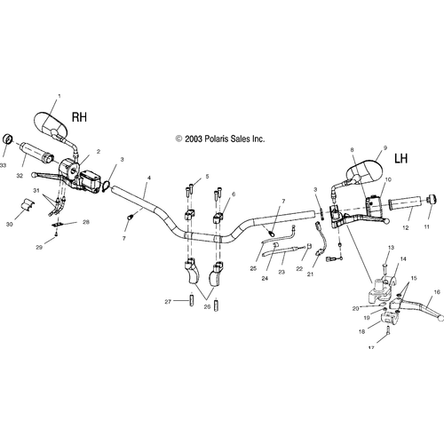 Steering, Handlebar - 2004 Victory Ca Touring Cruiser All Options - V04Tb16 Schematic 5544 OEM Schematic