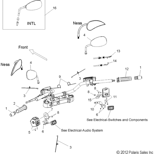 Steering, Handlebar Asm. And Controls - 2013 Victory Cross Country/Touring All Options - V13Dw36/Tw/Kw/Zw Schematic 2570 OEM Schematic