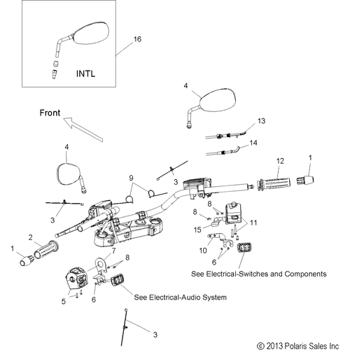 Steering, Handlebar Asm. And Controls - 2014 Victory Cross Country/Touring/15Th Anniversary All Options - V14Da/Db/Dw/Tw/Zw36 Schematic 2018 OEM Schematic