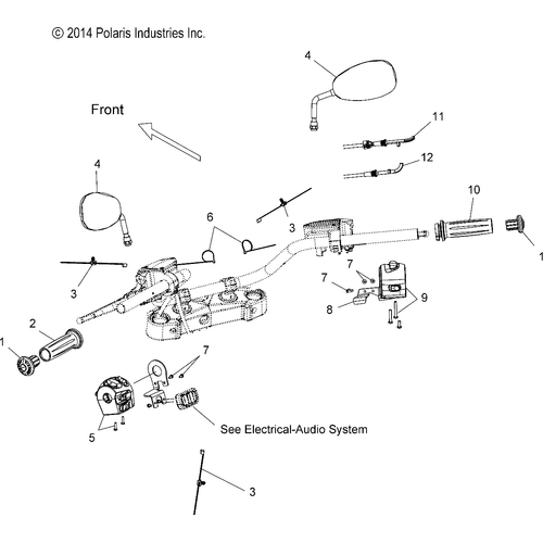 Steering, Handlebar Asm. And Controls - 2015 Victory Cross Country 8 Ball All Options - V15Da36 Schematic 1333 OEM Schematic