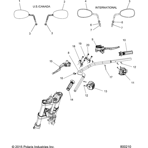 Steering, Handlebar Assembly - 2017 Victory Octane All Options Schematic 415 OEM Schematic