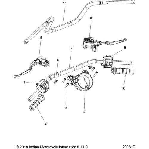 Steering, Handlebar Assembly - 2021 Indian Scout Bobber/Bobber Twenty Schematic-22579 OEM Schematic