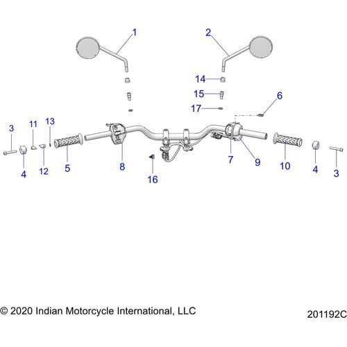 Steering, Handlebar Assembly - 2022 Indian Ftr 1200 Carbon Schematic-21207 OEM Schematic