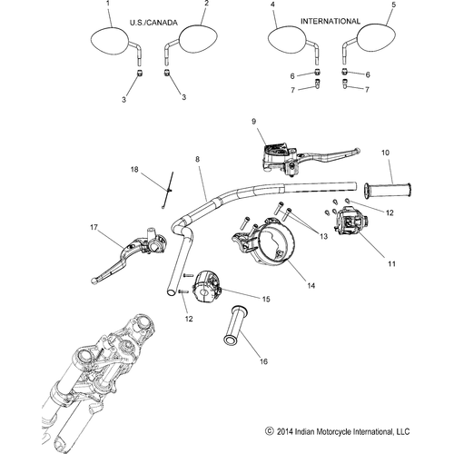 Steering, Handlebar Assembly All Options - 2019 Indian Scout Sixty Schematic-25479 OEM Schematic