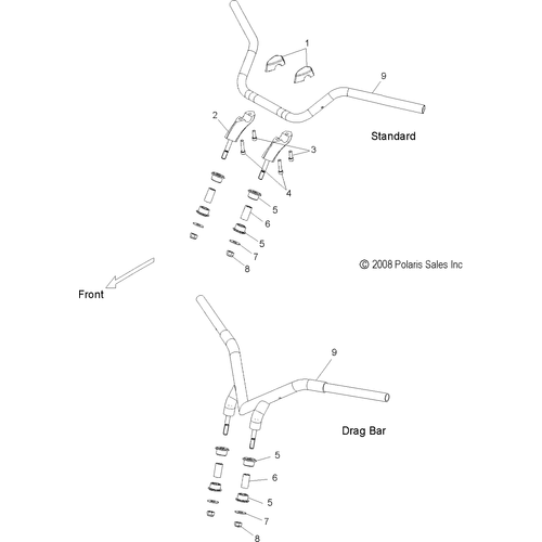 Steering, Handlebar Mounting - 2009 Victory Hammer/Hammer Sport All Options - V09Hb36/Hs36 Schematic 4282 OEM Schematic