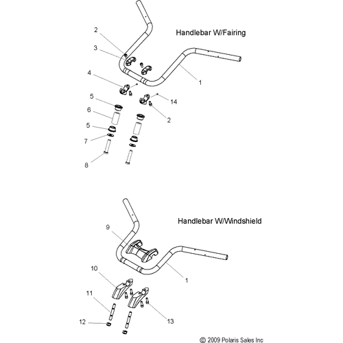 Steering, Handlebar Mounting - 2010 Victory Cross Country/Cross Roads All Options - V10Db36Da/Eb36Da Schematic 3919 OEM Schematic