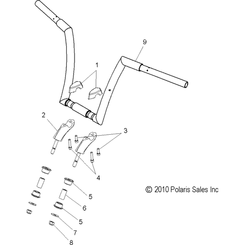 Steering, Handlebar Mounting - 2012 Victory Highball - V12Wb36Na Schematic 3233 OEM Schematic