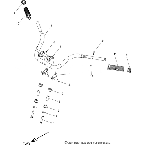 Steering, Handlebar Mounting & Grips All Options - 2017 Indian Chieftain Dark Horse Schematic-27508 OEM Schematic