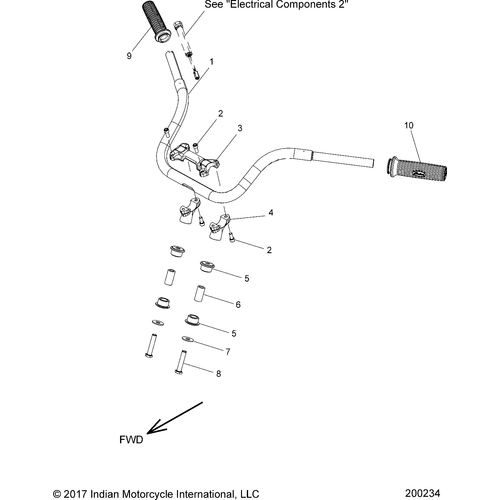 Steering, Handlebar Mounting & Grips All Options - 2018 Indian Chieftain Classic Schematic-26888 OEM Schematic