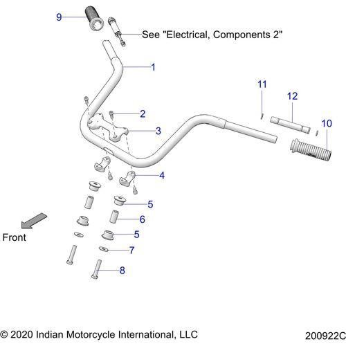 Steering, Handlebar Mounting & Grips All Options - 2021 Indian Challenger Dark Horse Schematic-23811 OEM Schematic