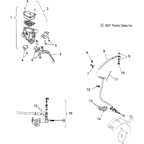 Steering, Hydraulic Clutch Lever And Hose - 2008 Victory Vision All Options - V08Sb36/Sd36 Schematic 4837 OEM Schematic