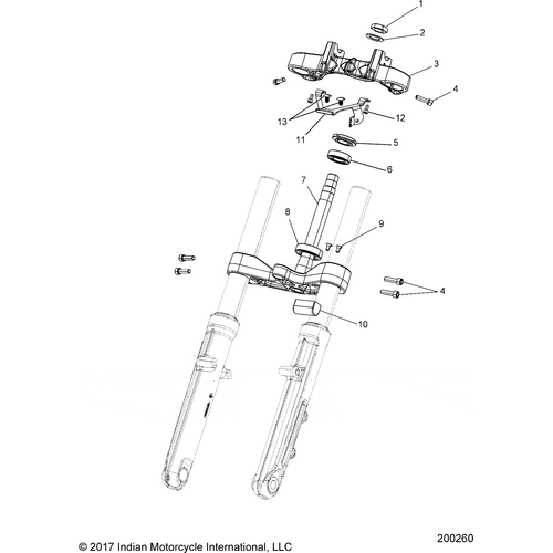 Steering, Upper And Lower Clamps All Options - 2018 Indian Scout Bobber Schematic-26380 OEM Schematic