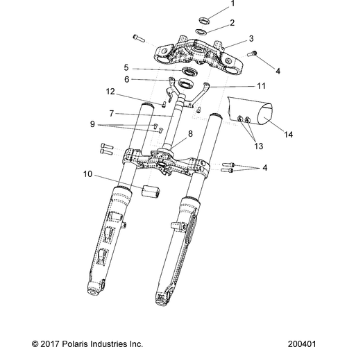Steering, Upper And Lower Clamps All Options - 2020 Indian Scout Bobber/Bobber Twenty Schematic-24057 OEM Schematic