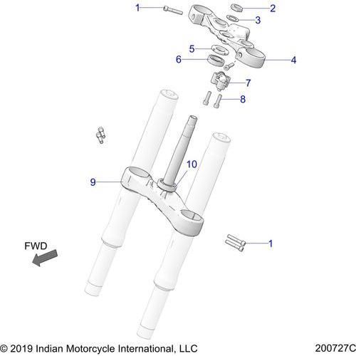 Steering, Upper And Lower Clamps All Options - 2021 Indian Challenger Dark Horse Schematic-23812 OEM Schematic