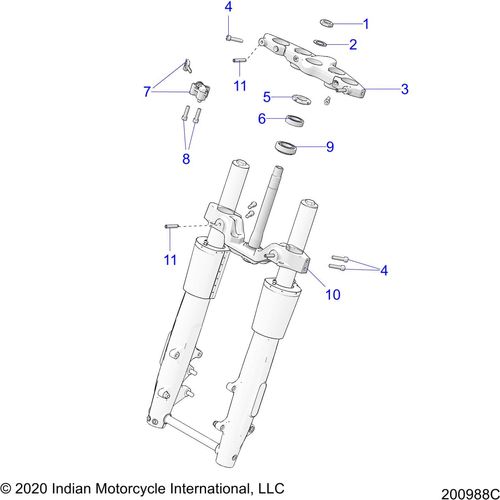 Steering, Upper And Lower Clamps All Options - 2021 Indian Roadmaster Schematic-22941 OEM Schematic
