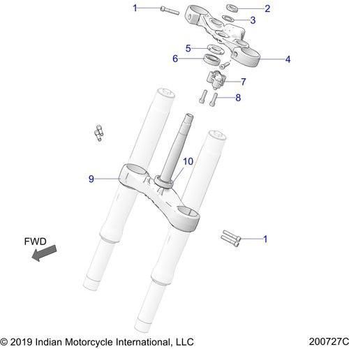 Steering, Upper And Lower Clamps All Options - 2022 Indian Challenger Dark Horse Schematic-22179 OEM Schematic