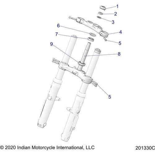 Steering, Upper And Lower Clamps All Options - 2022 Indian Chief 111 Schematic-21895 OEM Schematic