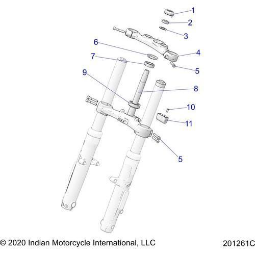 Steering, Upper And Lower Clamps All Options - 2022 Indian Chief Bobber 111 Schematic-21832 OEM Schematic