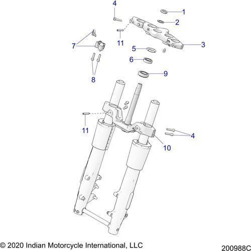 Steering, Upper And Lower Clamps All Options - 2022 Indian Roadmaster Premium Schematic-20782 OEM Schematic