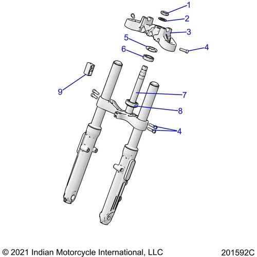 N/A OEM Schematic Steering, Upper And Lower Clamps All Options - 2022 Indian Scout Rogue Schematic-20516